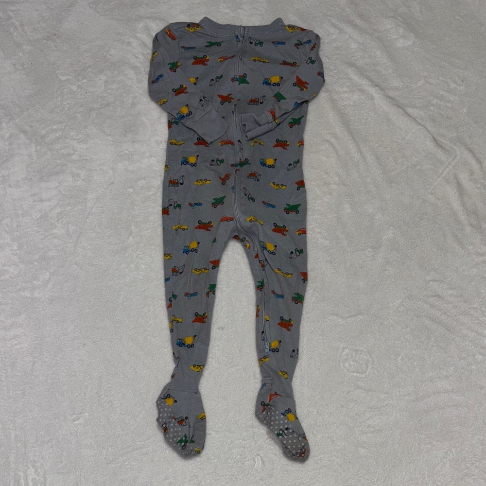 (2 for $10) Old Navy 2 way zipper Gray One Piece footie with Colorful Car Print